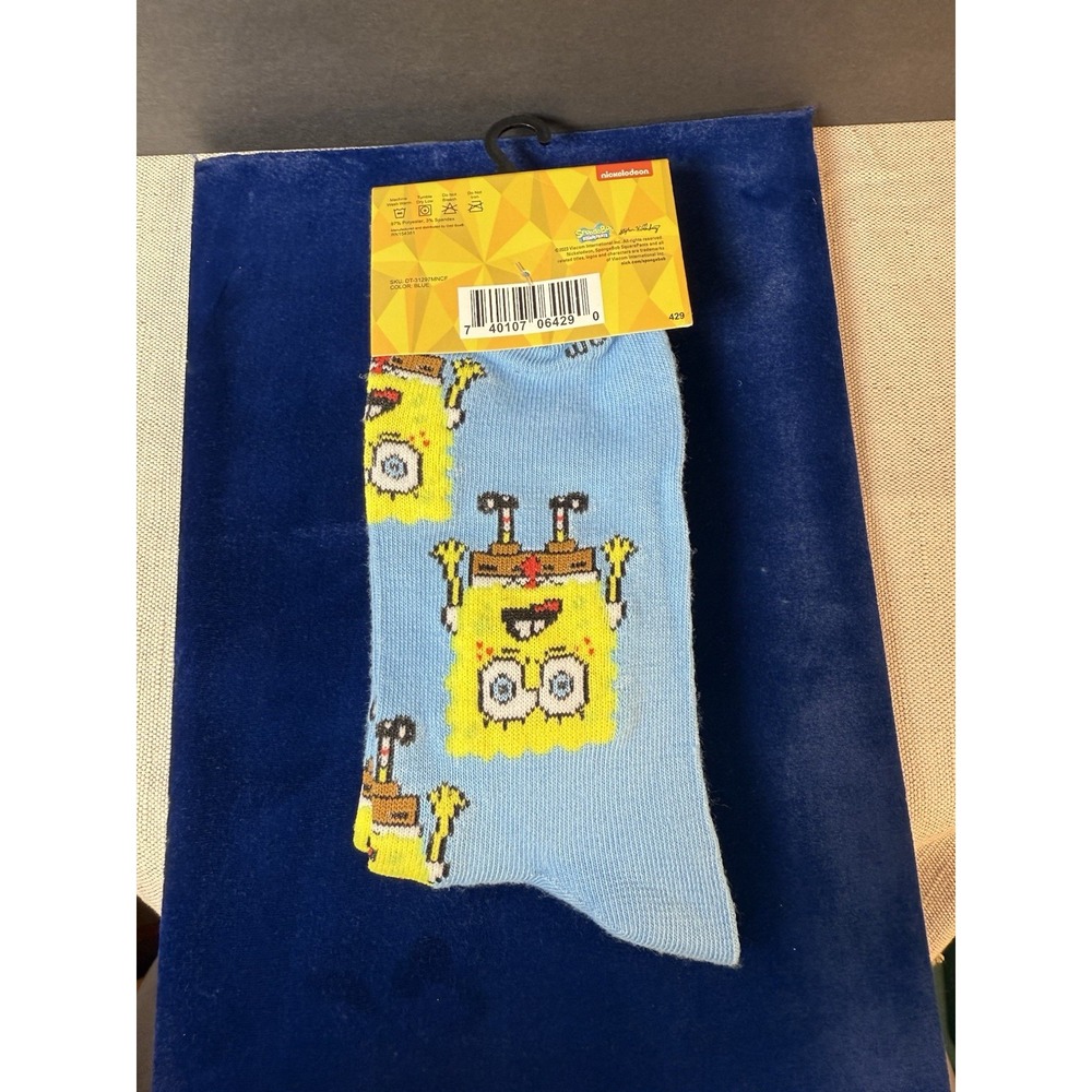 SpongeBob SquarePants Crew Socks Men's 6-12 NEW Nickelodeon - Picture 3 of 3
